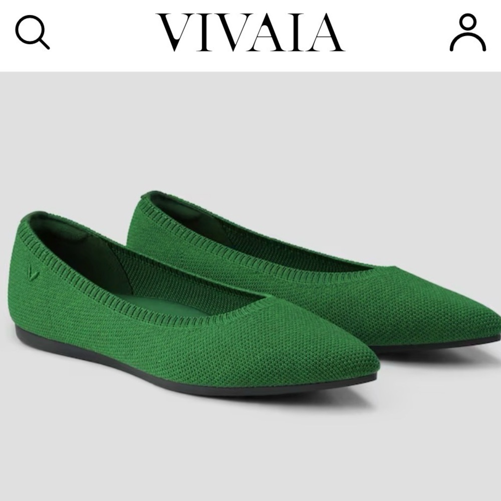 Vivaia Women's Green Pointed Knit Ballet Flats